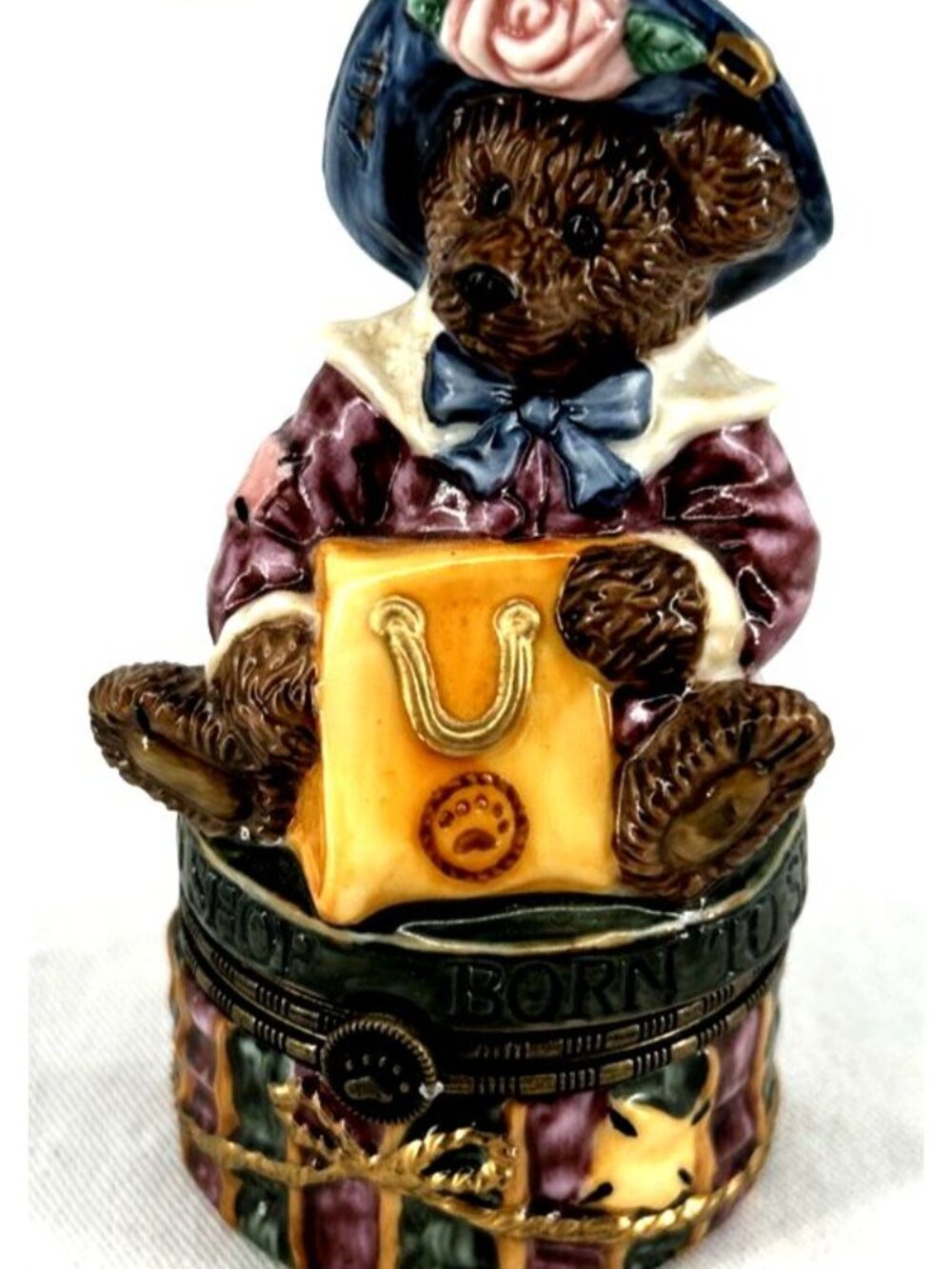 Boyds Bears Trinket Box with Trinket Limited Edtion 4" Porcelain